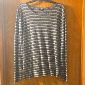 Talbots Striped Sparkled Long Sleeve Tee; XL; Grey & Black